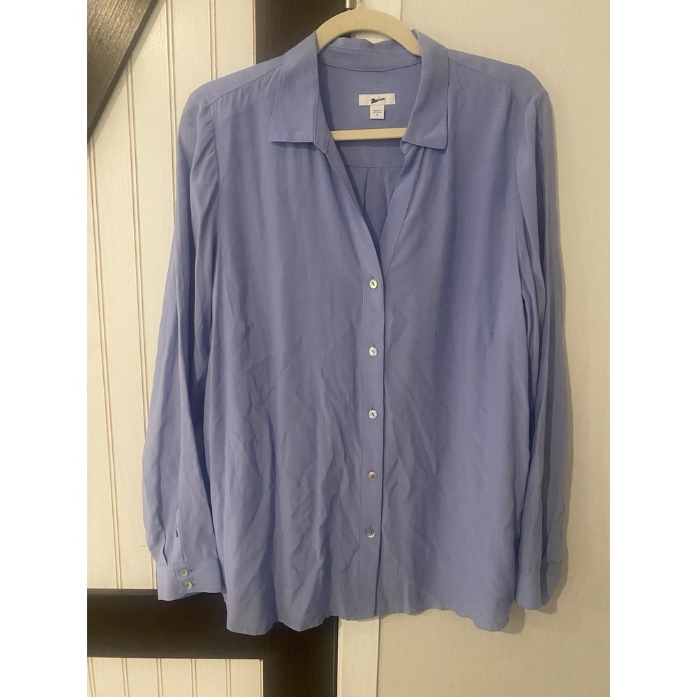 J Jill Shirt Womens Medium Purple Blue Rayon Long Sleeve Button Front Collared